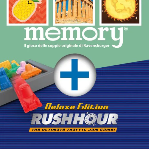 Copertina di Bundle: memory® – Il gioco delle coppie originale di Ravensburger + Rush Hour® Deluxe – The ultimate traffic jam game!