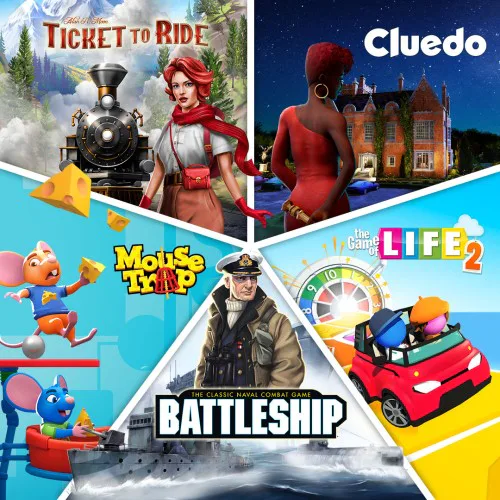 Copertina di Classic Board Game Bundle - Ticket to Ride, Cluedo, Topini in trappola, Affonda la Flotta and Il Gioco Della Vita 2