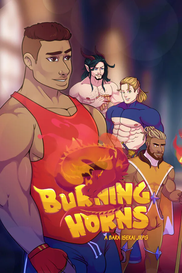 Copertina di Burning Horns: A Bara Isekai JRPG