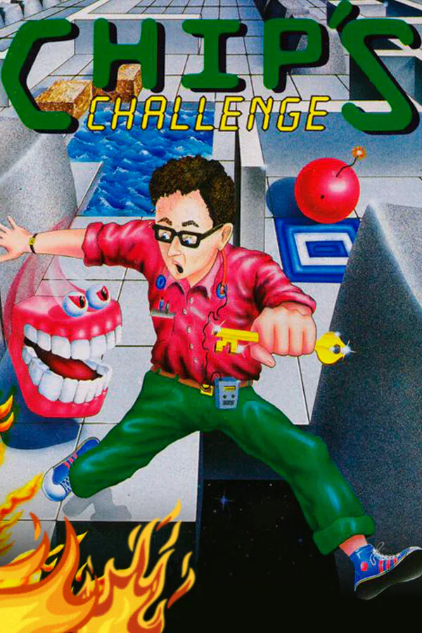 Copertina di Chip's Challenge (Amiga/C64/Lynx/Mega Drive/SNES/Spectrum)