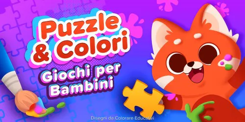 Copertina di Puzzle & Colori Giochi per Bambini Disegni da Colorare Educativi